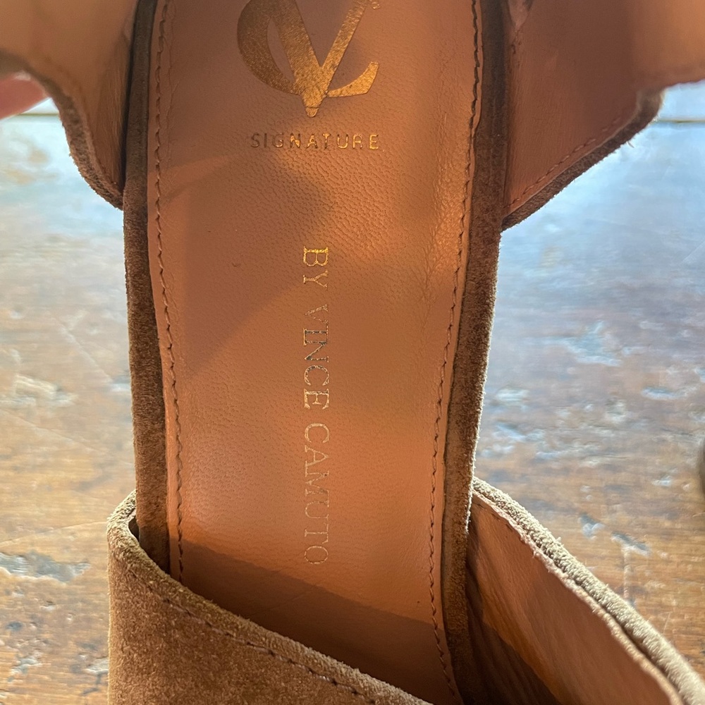 Vince Camuto Signature Suede Block Heels with Strap - Picture 6 of 9